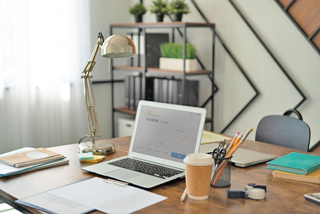 home office space with computer on desk